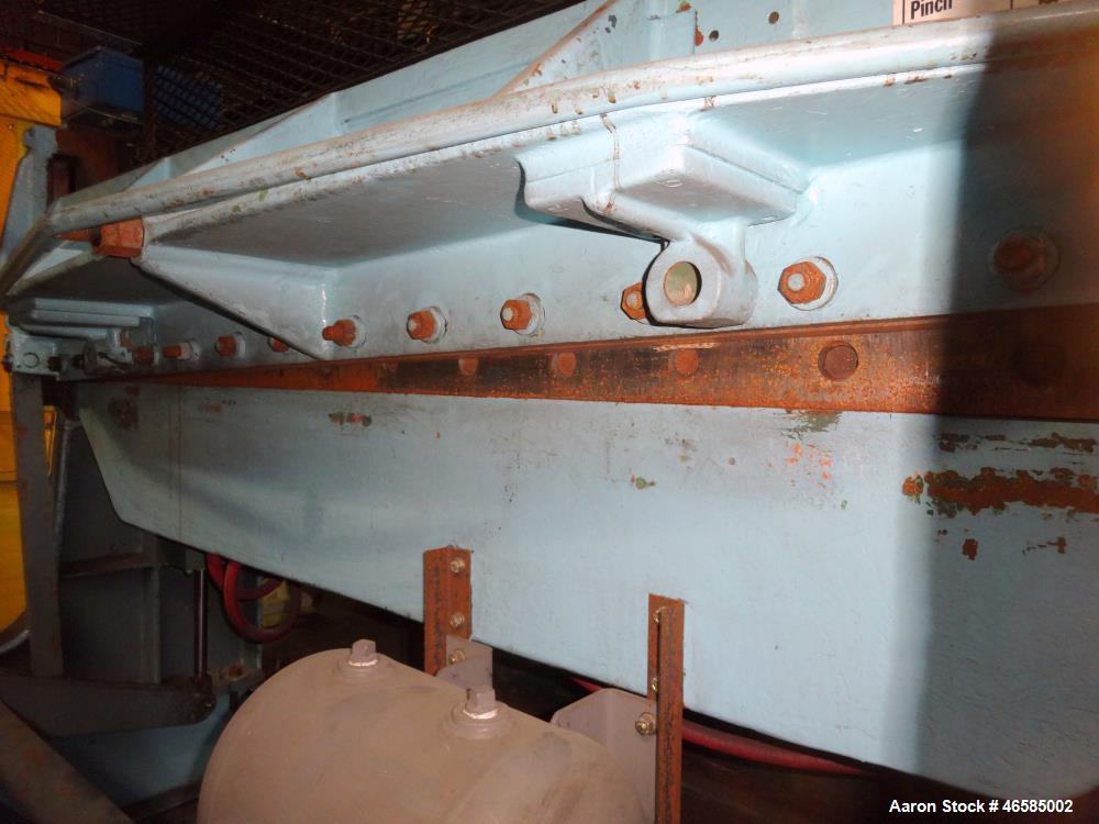 Used Wysong 72" Wide In-Line Shear. Pneumatically operated. Includes controls. Mounted on carbon steel frame with casters.