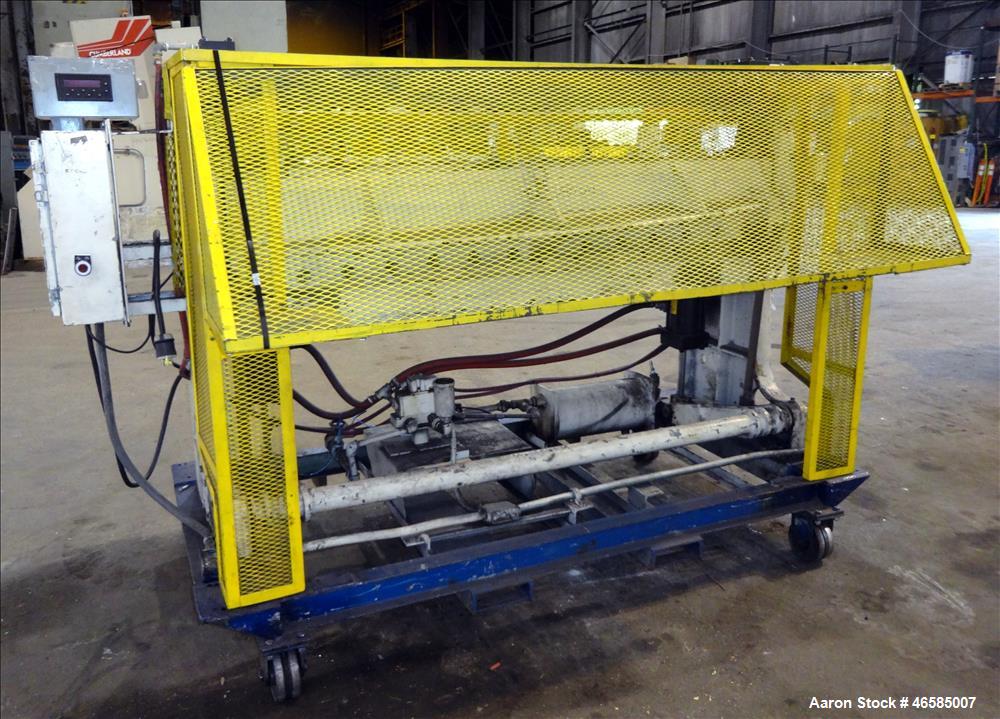 Used Wysong 72" Wide In-Line Shear, Model A-72. Pneumatically operated. Includes controls. Mounted on carbon steel frame with casters. Serial# PA4-181.