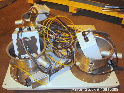 Used AEC Optimum OS Series Gravimetric Batch Blending System, Model OS-007-4, Carbon Steel.  (4) compartments.  Mounted on a carbon steel table.

