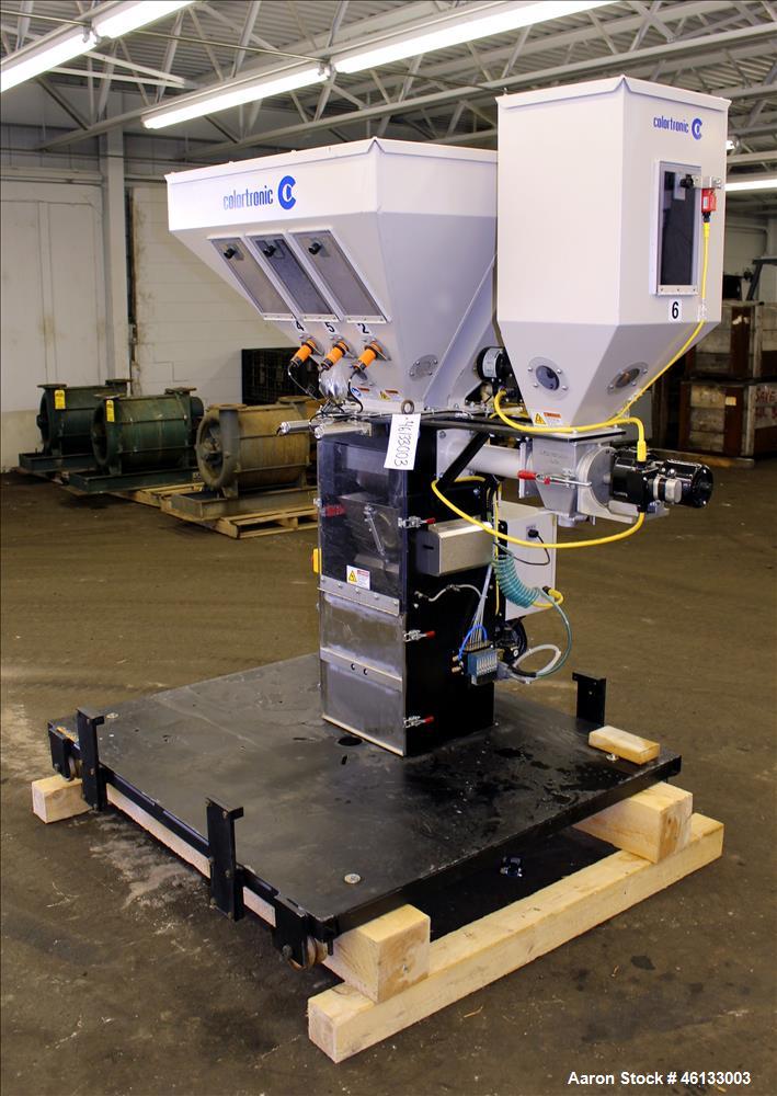 Used Colortronic 6 Component Gravimetric Slide Gate Blender, Model CSG-900-6R.