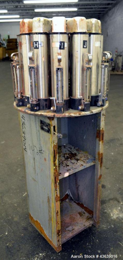 Used Harbil Manual Paint Colorant Dispenser, Model 10SC80232. (12) Canister.
