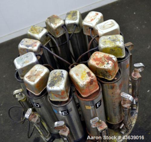 Used Harbil Manual Paint Colorant Dispenser, Model 10SC80232. (12) Canister.
