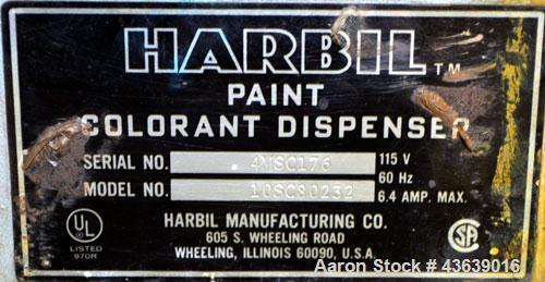 Used Harbil Manual Paint Colorant Dispenser, Model 10SC80232. (12) Canister.