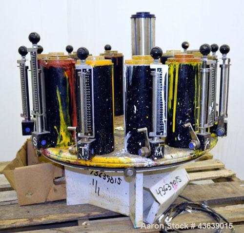 Used Harbil Manual Paint Colorant Dispenser, Model 12NSC228. (12) Canister.