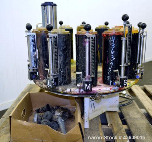 Used Harbil Manual Paint Colorant Dispenser, Model 12NSC228. (12) Canister.