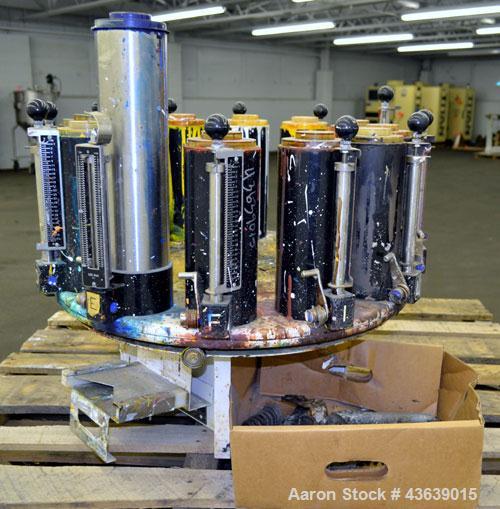 Used Harbil Manual Paint Colorant Dispenser, Model 12NSC228. (12) Canister.