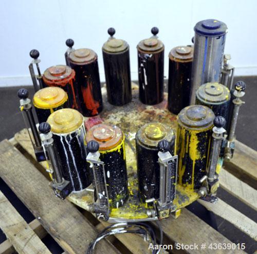 Used Harbil Manual Paint Colorant Dispenser, Model 12NSC228. (12) Canister.