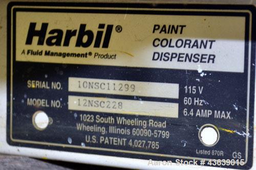 Used Harbil Manual Paint Colorant Dispenser, Model 12NSC228. (12) Canister.