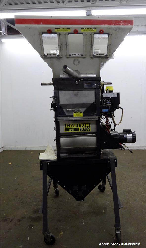 Used Maguire Weigh Scale Blender, Model WSB 940 Gravimetric Blender. Maximum throughput 2,645 lbs per hour to 3,200 lbs per hour. Includes hopper with 4 material compartments, Air operated slide gate...