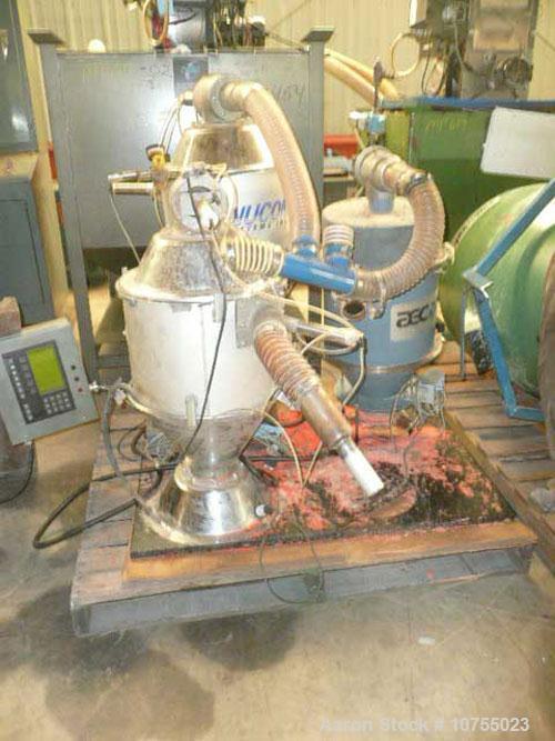 Used Maguire Model WSB240F 4 Component Blender. Up to 900 lbs/hour, 4 slide gates, hopper material level sensors, hopper site glasses, Gaylord gravity discharge into approximate 30 cubic foot materia...