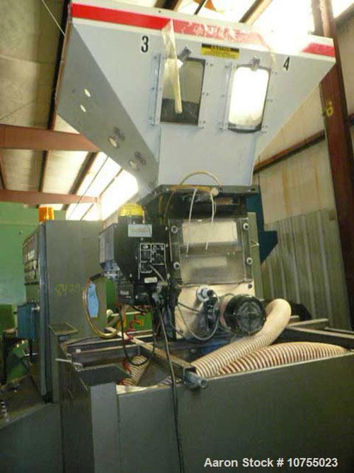 Used Maguire Model WSB240F 4 Component Blender. Up to 900 lbs/hour, 4 slide gates, hopper material level sensors, hopper site glasses, Gaylord gravity discharge into approximate 30 cubic foot materia...