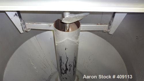 Used NBE Vertical Auger Mixer, Batch Capacity 350 Pounds, Approximate 10 Cubic Feet Capacity, Carbon Steel. 48" Diameter x 26" straight side x 36" coned bottom. (1) Internal screw driven by a 3/4hp, ...