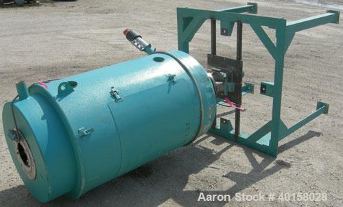 Used Drying Hopper, 304 stainless steel. 28" diameter x 54" straight side x 14" coned bottom. 2 1/2" side opening, approximate 8" center bottom outlet. Mounted on a carbon steel frame.