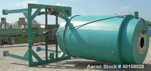 Used Drying Hopper, 304 stainless steel. 28" diameter x 54" straight side x 14" coned bottom. 2 1/2" side opening, approximate 8" center bottom outlet. Mounted on a carbon steel frame.