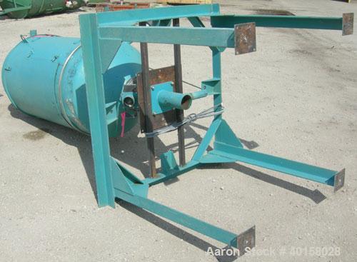 Used Drying Hopper, 304 stainless steel. 28" diameter x 54" straight side x 14" coned bottom. 2 1/2" side opening, approximate 8" center bottom outlet. Mounted on a carbon steel frame.