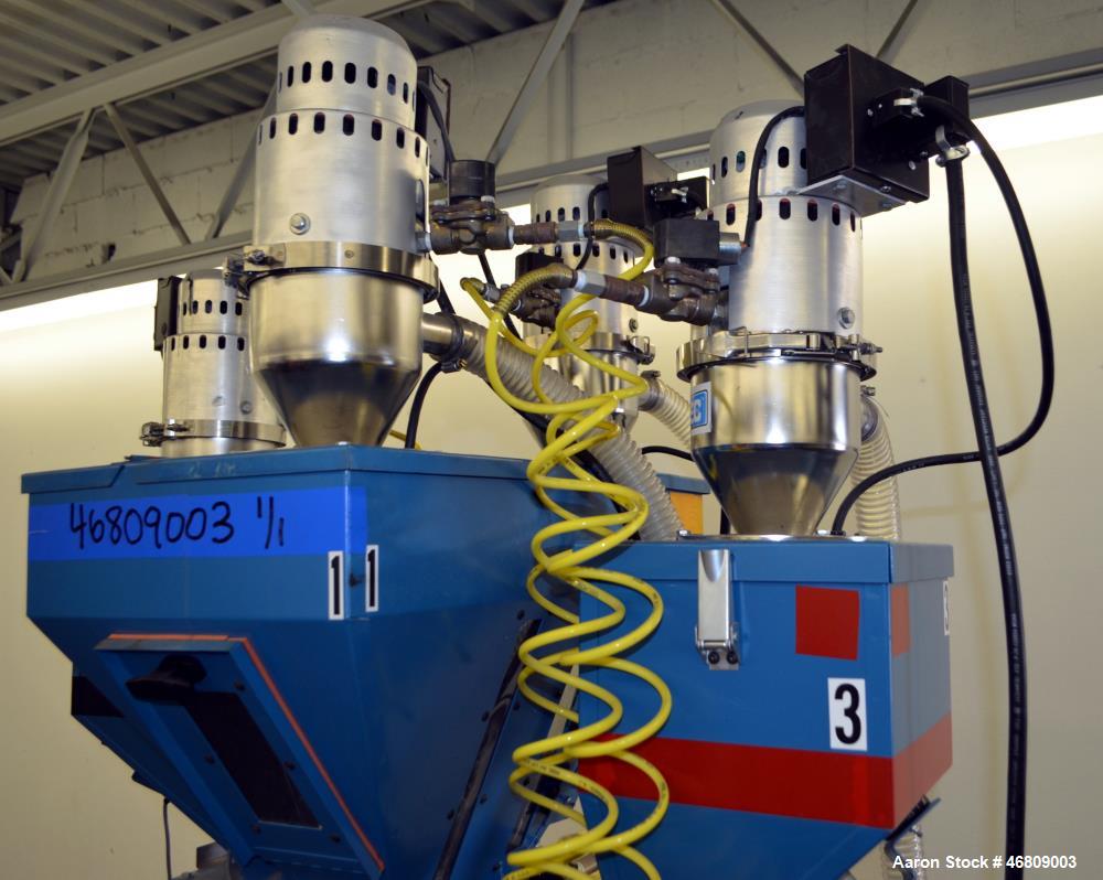 Used Novatec 4 Component NovaBlend 600 Gravimetric Blender System, 600 Pounds Per Hour Capacity. Consists of: (4) Compartments, (4) Novatec vacuum loaders, model VL5, (4) vacuum loader controllers, (...