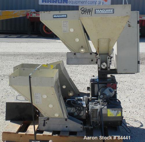 Used NuCon Systems Incorporated 3 Color Blending/Feeding System Consisting Of: (3) 16" x 16" Maguire hoppers with auger assemblies; (1) Maguire model MPM-18 pre-mixer rated up to 1,500 LB/HR, driven ...
