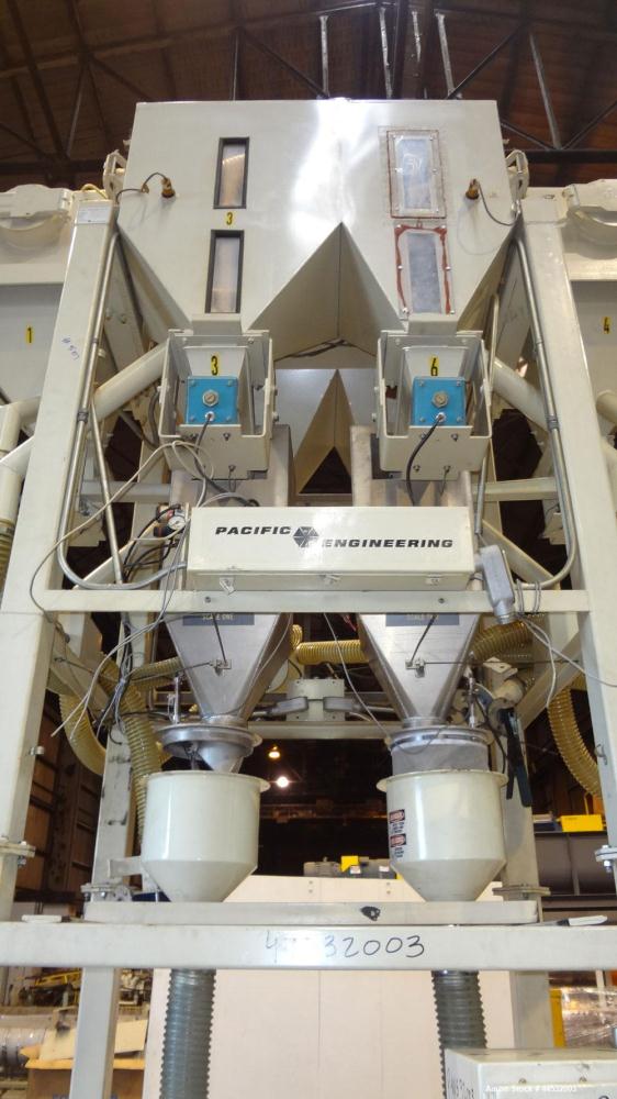 Used Carbon Steel Pacific Engineering 6 Compartment Weigh Scale Blender, Model MBWB-VI