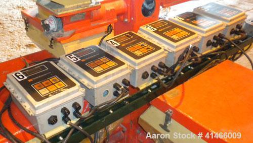 Used Premier Pneumatics Pro Rate 6 Component Feed System. (6) 17" x 17" feed hoppers. Includes (2) vacuum loaders, (4) 1/4 hp DC drives, and digital controls. Unitized on a carbon steel pole.
