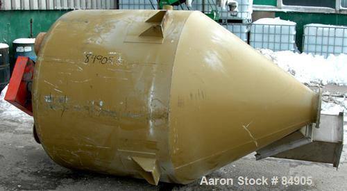 USED: Royal Vertical Screw Mixer, approximately 2000 liter capacity, carbon steel. Approximate 60" diameter x 44" straight side x 48" coned bottom. Approximate 6" diameter vertical screw, driven by a...