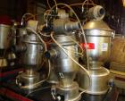 Used Maguire 4 material volumetric blender, model WSB 440T, rated up to 1450 lbs/hr, with Mould Tek pneumatic vacuum loaders, 1/6 HP 110 volt mixer motor, serial# 102135.14.