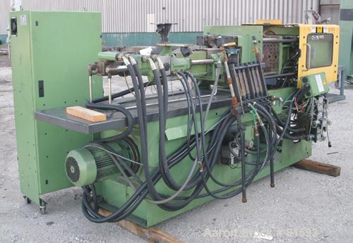 USED: Arburg Allrounder injection mold machine, model 270M-250-75. 25 ton clamping pressure. Platen size 15.74" x 15.74". Distance between tie bars 10.62". Max daylight 21.65". Max stroke of hydrauli...