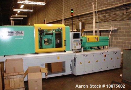 Used Arburg 176 ton, 8.2 oz, electric injection molding machine, model Allrounder 520A. Year 2007. Platen size 27.36" x 27.36". Distance between tie bars 20.47" x 20.47". Max opening stroke 15.75". M...