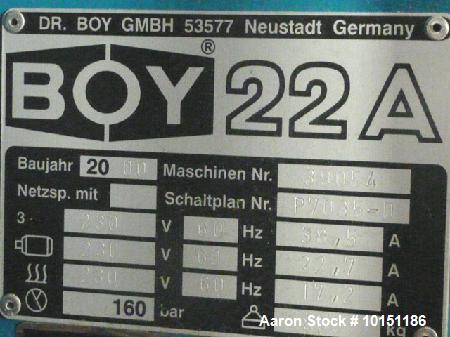Used Boy, Model 22A Injection Molding Machine