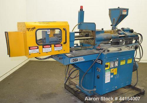 Used Boy Machines 22 S Dipronic Horizontal Injection Molder, 22 Tons, Model 220-52. Approximate 1.12 oz. shot size. Maximum platen daylight 15.75", maximum opening stoke (adjustable) 7.87", minimum m...