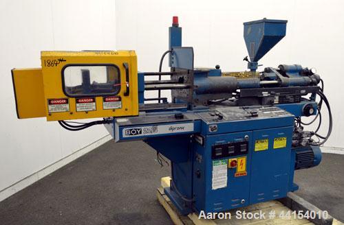 Used Boy Machines 22 S Dipronic Horizontal Injection Molder, 22 Tons, Model 220-52. Approximate 1.12 oz. shot size. Maximum platen daylight 15.75", maximum opening stoke (adjustable) 7.87", minimum m...
