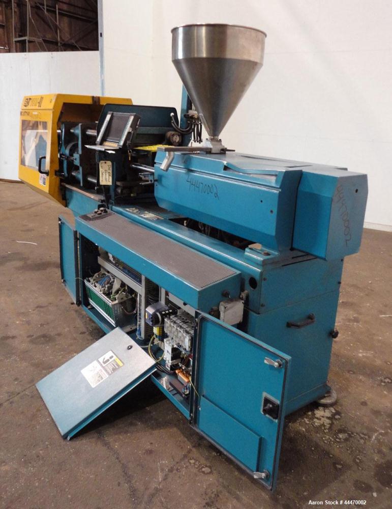 Used Boy Machines 50M Horizontal Injection Molder, 50 Tons, Model 50M. Maximum injection volume 29 oz., maximum opening stoke 13.7”, plate distance 0.8” to 23.6”, clear width between 2.16” diameter t...
