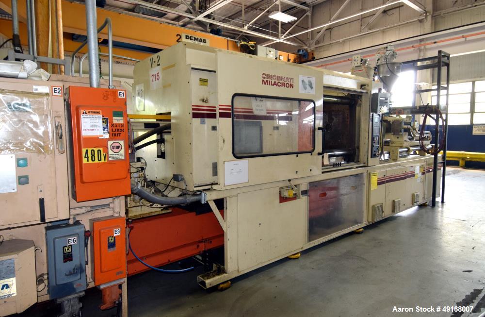 Used Cincinnati Milacron Vista Horizontal Injection Molder, 300 Ton, Model 300-21. Clamp force approximate 300 tons, approximate maximum daylight 48", approximate platen size 36.8” x 36.2”, approxima...