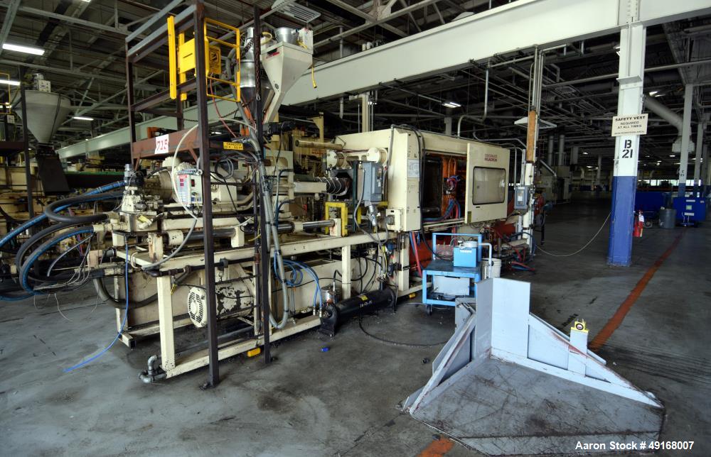 Used Cincinnati Milacron Vista Horizontal Injection Molder, 300 Ton, Model 300-21. Clamp force approximate 300 tons, approximate maximum daylight 48", approximate platen size 36.8” x 36.2”, approxima...