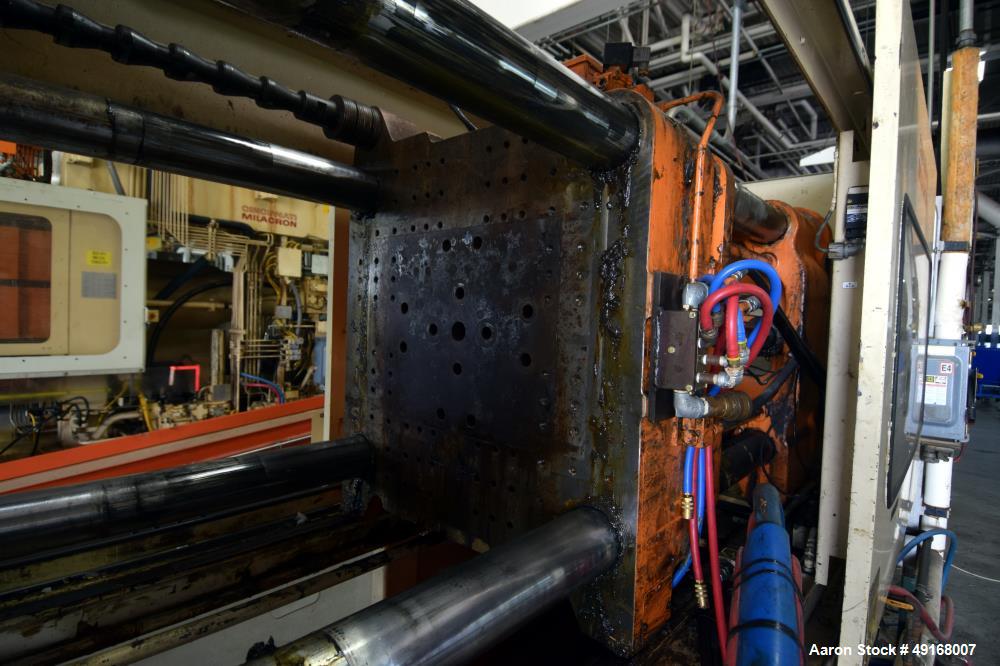 Used Cincinnati Milacron Vista Horizontal Injection Molder, 300 Ton, Model 300-21. Clamp force approximate 300 tons, approximate maximum daylight 48", approximate platen size 36.8” x 36.2”, approxima...