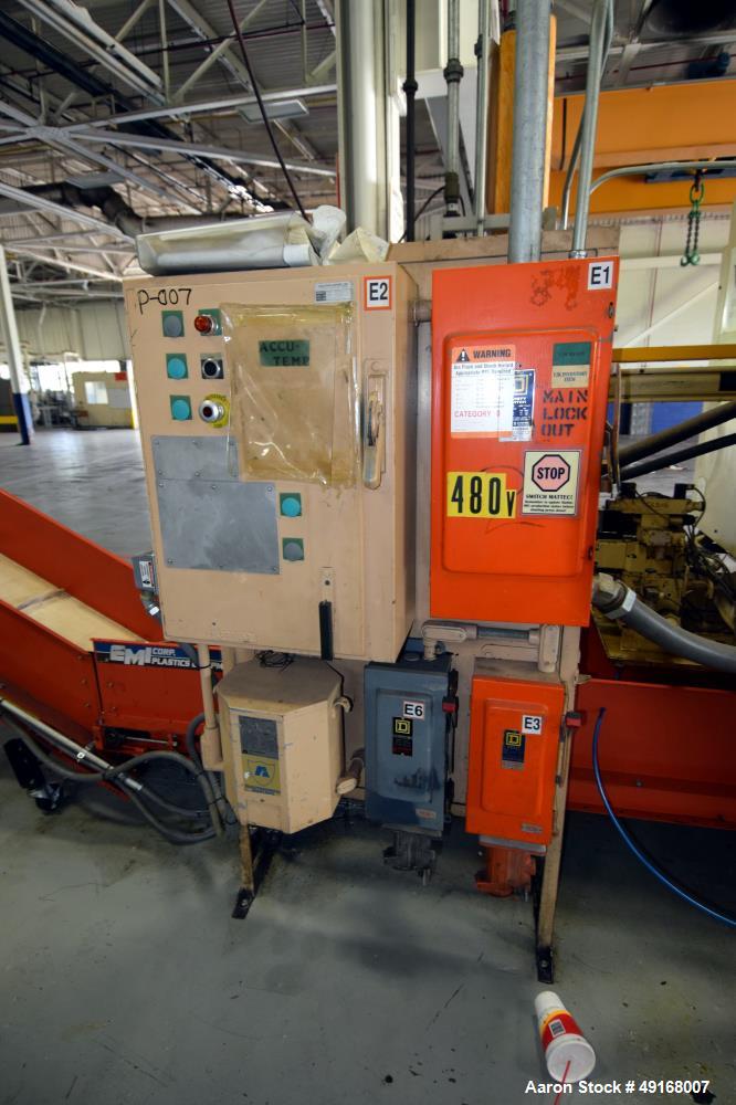 Used Cincinnati Milacron Vista Horizontal Injection Molder, 300 Ton, Model 300-21. Clamp force approximate 300 tons, approximate maximum daylight 48", approximate platen size 36.8” x 36.2”, approxima...