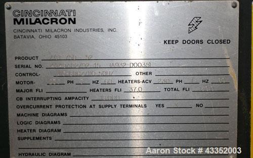 Used Cincinnati Milacron Horizontal Injection Molder, 75 Tons, Model ACT75D-52
