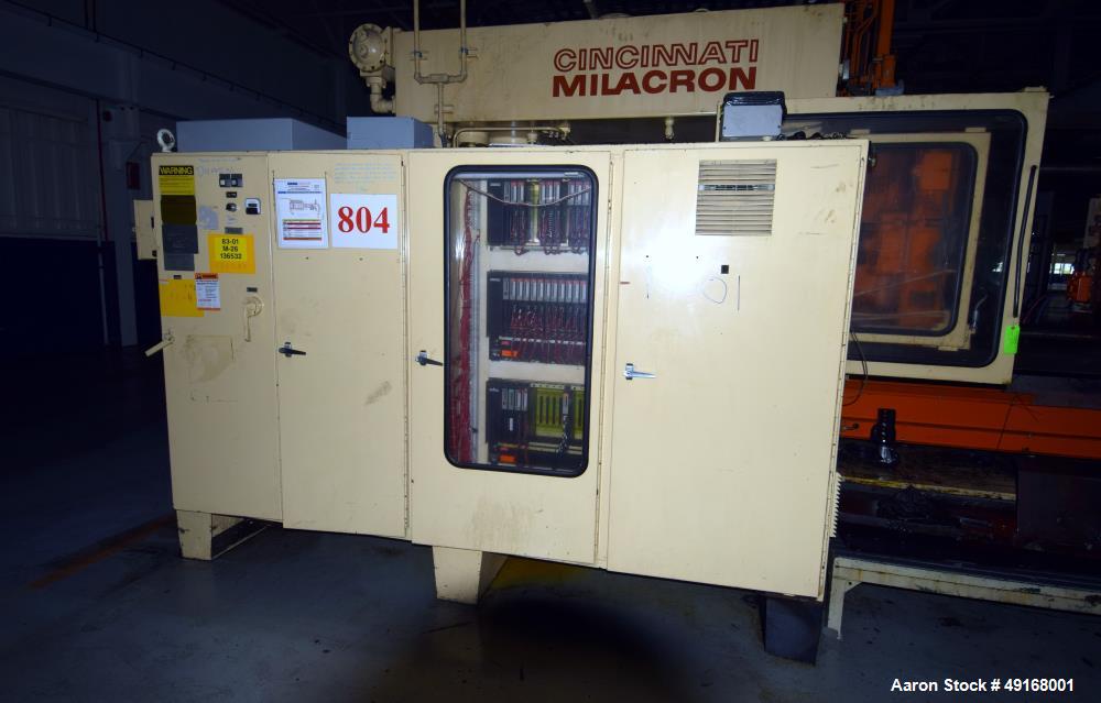 Used- Cincinnati Milacron Horizontal Injection Molder, 375 Ton, Model H 375-32 E/P-E/D-I.M.M. Clamp force approximate 375 to...