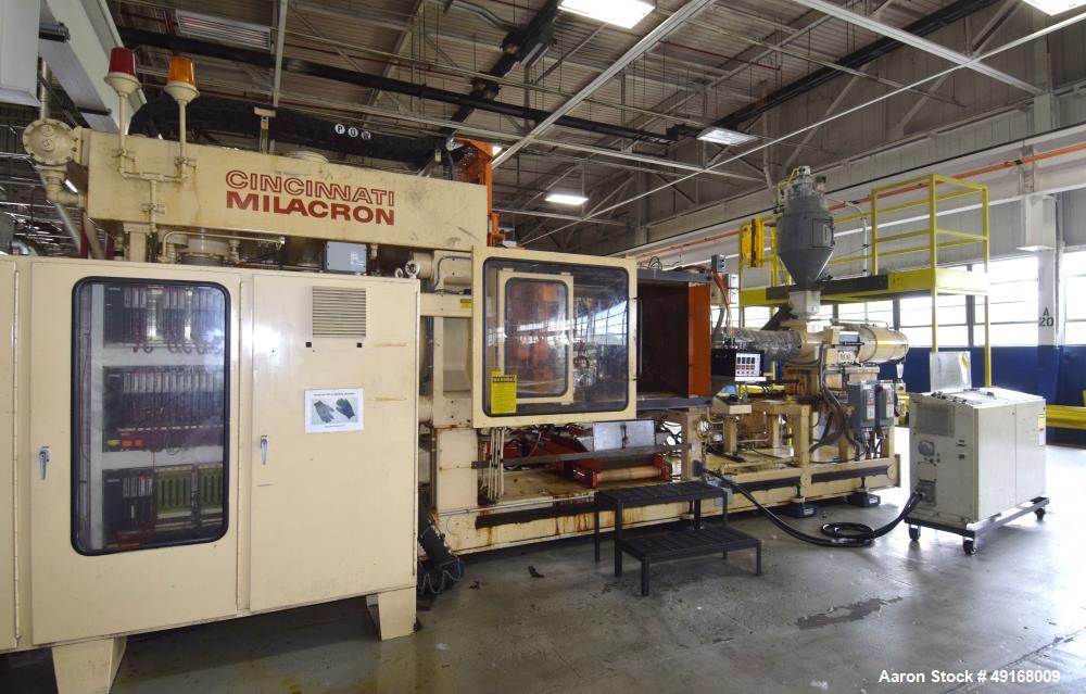 Used Cincinnati Milacron Horizontal Injection Molder, 375 Ton, Model H375-32 E/P-E/D. Clamp force approximate 375 tons, approximate maximum daylight 39.50", approximate platen size 47” x 47”, approxi...