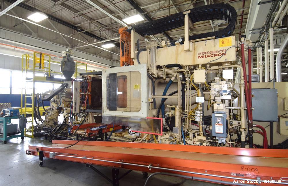 Used Cincinnati Milacron Horizontal Injection Molder, 375 Ton, Model H375-32 E/P-E/D. Clamp force approximate 375 tons, approximate maximum daylight 39.50", approximate platen size 47” x 47”, approxi...