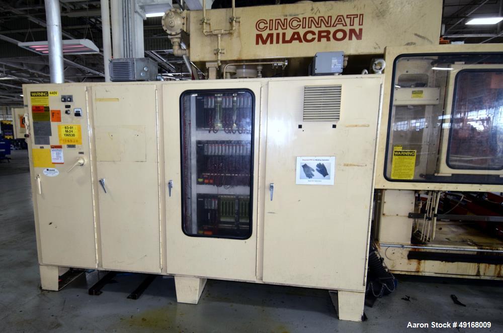 Used Cincinnati Milacron Horizontal Injection Molder, 375 Ton, Model H375-32 E/P-E/D. Clamp force approximate 375 tons, approximate maximum daylight 39.50", approximate platen size 47” x 47”, approxi...