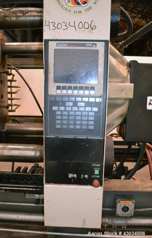 Used Cincinnati Milacron 400Ton Hydraulic Horizontal Injection Mold Machine, Model MH-400-41. Approximate 41 ounce shot size. 2.750" Diameter screw size, 20 to 1 U.D. ratio. Approximate 5" diameter t...