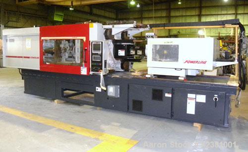 Used Milacron Powerline Multi-Component Two Platen Injection Molder, 330 Ton, Model NT330-8-7.6. Clamp force 330 ton, clamp stroke 600mm, maximum daylight 1525mm. Mold height maximum 670mm to 925mm, ...