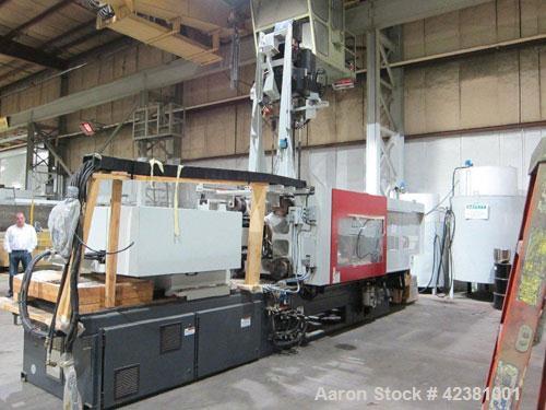 Used Milacron Powerline Multi-Component Two Platen Injection Molder, 330 Ton, Model NT330-8-7.6. Clamp force 330 ton, clamp stroke 600mm, maximum daylight 1525mm. Mold height maximum 670mm to 925mm, ...