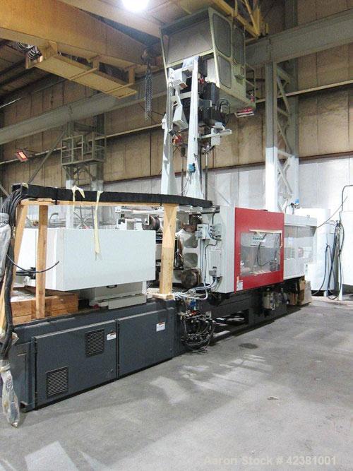 Used Milacron Powerline Multi-Component Two Platen Injection Molder, 330 Ton, Model NT330-8-7.6. Clamp force 330 ton, clamp stroke 600mm, maximum daylight 1525mm. Mold height maximum 670mm to 925mm, ...