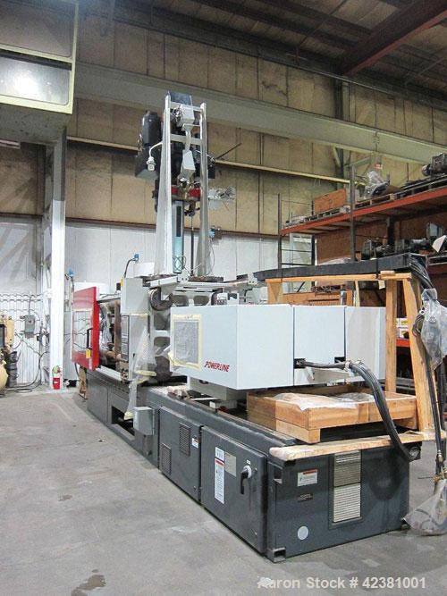 Used Milacron Powerline Multi-Component Two Platen Injection Molder, 330 Ton, Model NT330-8-7.6. Clamp force 330 ton, clamp stroke 600mm, maximum daylight 1525mm. Mold height maximum 670mm to 925mm, ...
