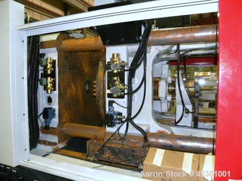 Used Milacron Powerline Multi-Component Two Platen Injection Molder, 330 Ton, Model NT330-8-7.6. Clamp force 330 ton, clamp stroke 600mm, maximum daylight 1525mm. Mold height maximum 670mm to 925mm, ...
