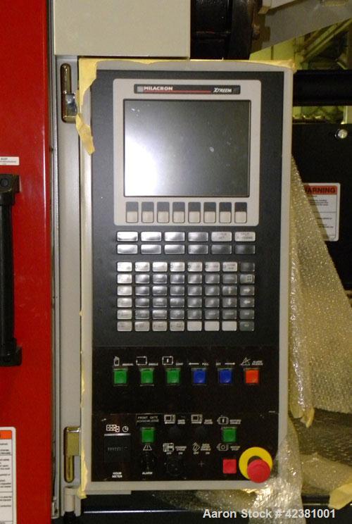 Used Milacron Powerline Multi-Component Two Platen Injection Molder, 330 Ton, Model NT330-8-7.6. Clamp force 330 ton, clamp stroke 600mm, maximum daylight 1525mm. Mold height maximum 670mm to 925mm, ...
