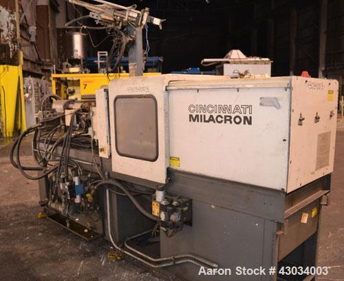 Used Cincinnati Milacron Vista V Series Toggle Injection Mold Machine, 55 Ton, Model VST-55-4.447. Clamp force 55 ton, clamp stroke 11.02", maximum daylight 24.8". Mold height maximum/minimum 13.78"/...
