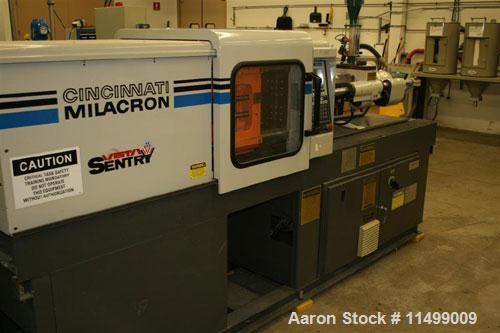 Used-55 Ton Cincinnati Milacron Model VST55, 2.27 oz, 1992. Clamp style toggle, shot size 2.27 oz, tie bar space 12.8" x 12....