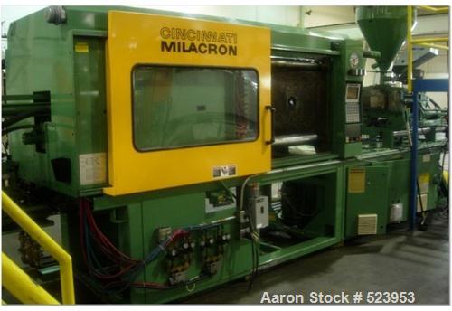 USED: Cincinnati Milacron 300 ton, model VT300-34, injection molding machine, 34 oz. Manufactured 1994. Platen size 36.8" x 36.2". Tie bar spacing 25.2" x 24.6". Max daylight 48". Clamp stroke 22.8"....